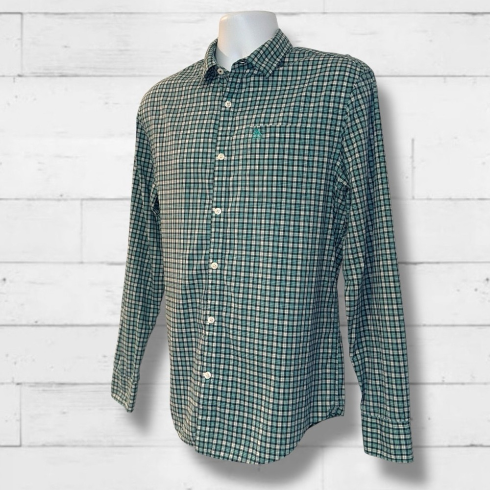 Original Penguin Men’s Classic Plaid Button-Down Shirt Green Blue Check Size M